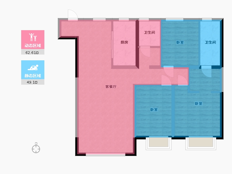 内蒙古自治区-乌兰察布市-集宁万达广场-100.40-户型库-动静分区