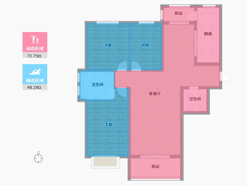 黑龙江省-大庆市-瀚城国际三期-109.36-户型库-动静分区