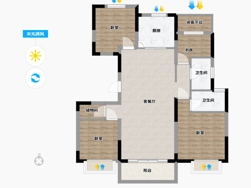 江苏省-无锡市-海伦堡竺溪府-102.00-户型库-采光通风