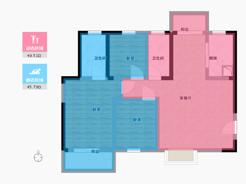 陕西省-西安市-隆源国际城YUE公园-83.93-户型库-动静分区