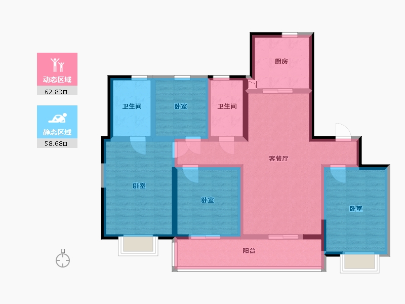 江苏省-无锡市-万科翡翠之光-107.23-户型库-动静分区