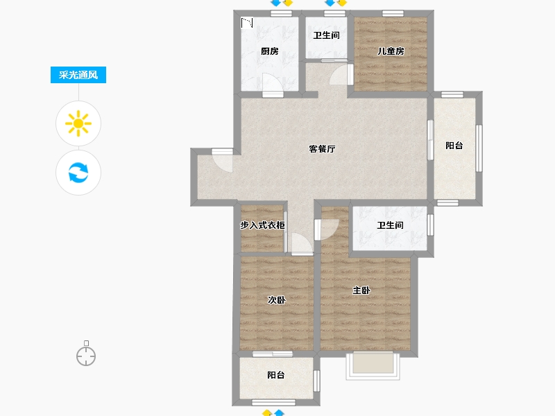 陕西省-西安市-西安新城吾悦广场-91.10-户型库-采光通风