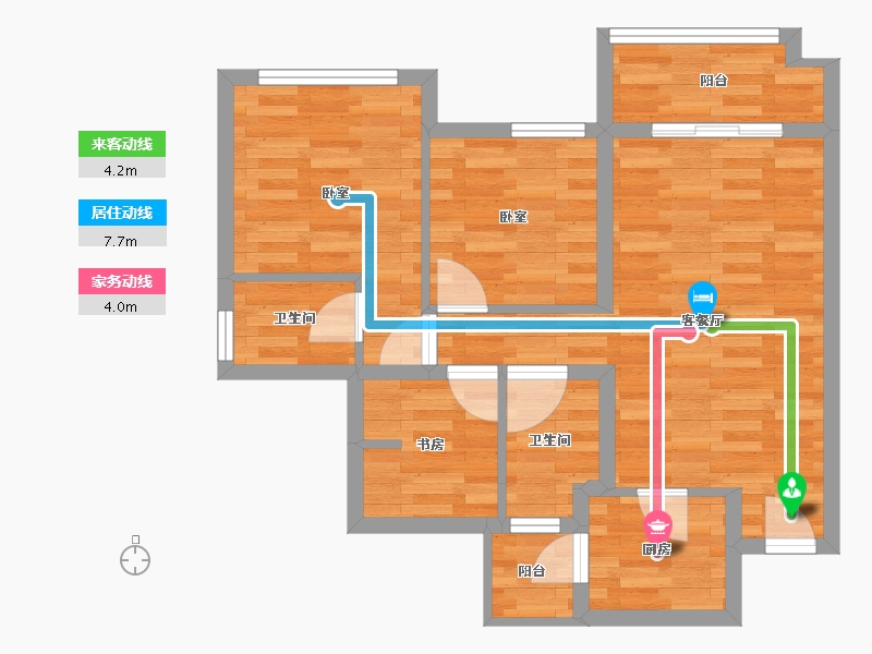 四川省-南充市-鸿通檀府-60.79-户型库-动静线