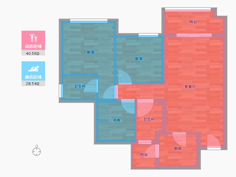 四川省-南充市-鸿通檀府-60.79-户型库-动静分区