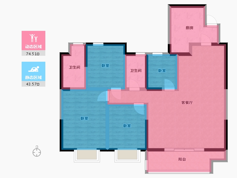 江苏省-无锡市-华侨城运河湾-104.29-户型库-动静分区