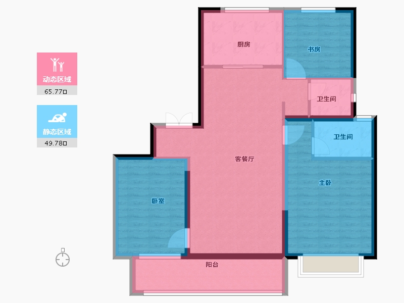 陕西省-西安市-紫薇·万科大都会-104.00-户型库-动静分区