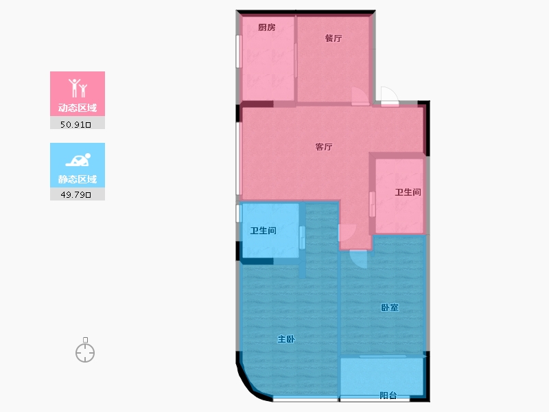 江苏省-无锡市-洋溪华庭公寓-91.00-户型库-动静分区