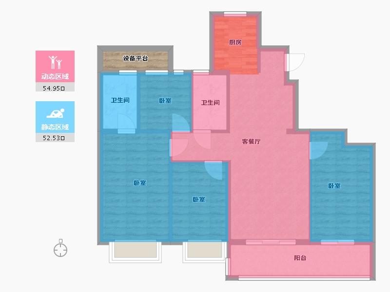 江苏省-无锡市-融创惠山映-100.00-户型库-动静分区