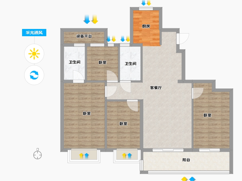 江苏省-无锡市-融创惠山映-100.00-户型库-采光通风