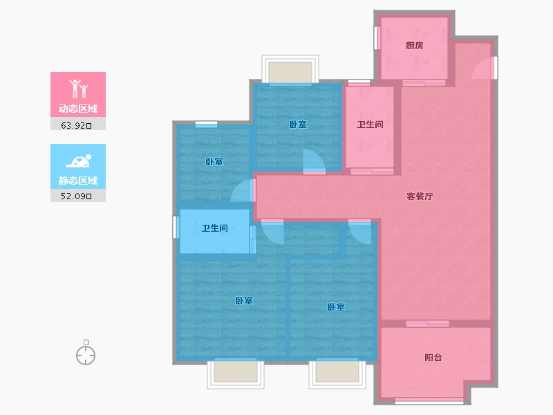 江苏省-无锡市-玺悦珑庭-102.78-户型库-动静分区