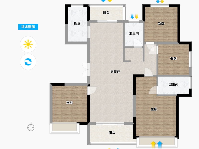 江苏省-徐州市-东方兰园-120.00-户型库-采光通风