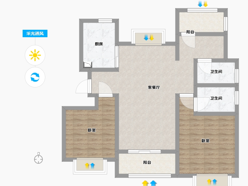 江苏省-徐州市-中海熙岸华府-88.00-户型库-采光通风