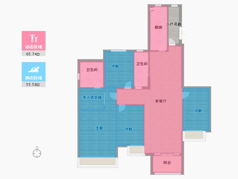 黑龙江省-大庆市-恒大御湖庄园-113.83-户型库-动静分区