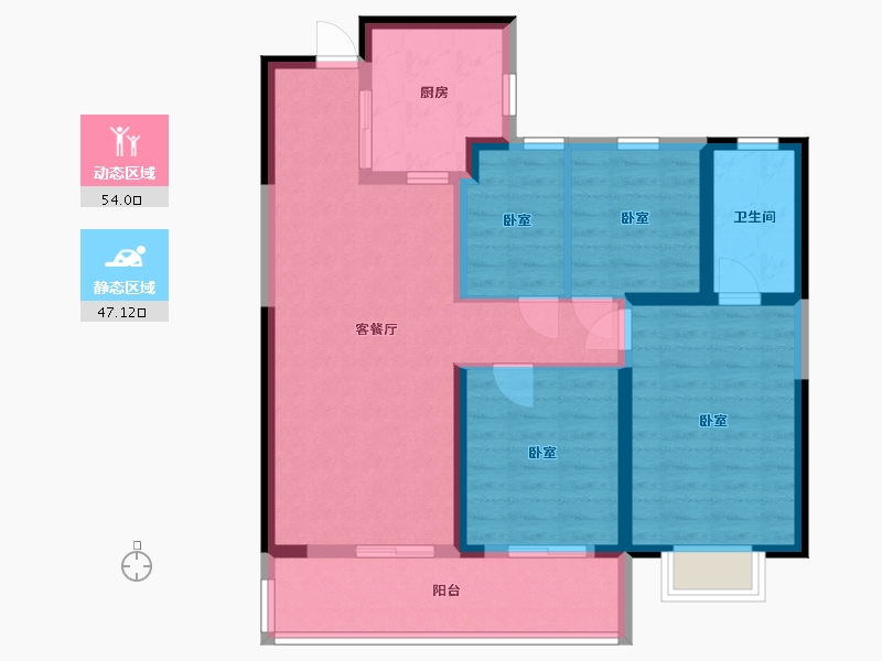 江苏省-无锡市-万科翡翠之光-89.95-户型库-动静分区