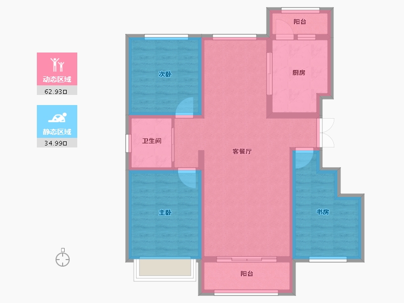 黑龙江省-大庆市-高地·爱莲堡花园-87.01-户型库-动静分区