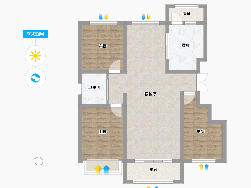 黑龙江省-大庆市-高地·爱莲堡花园-87.01-户型库-采光通风