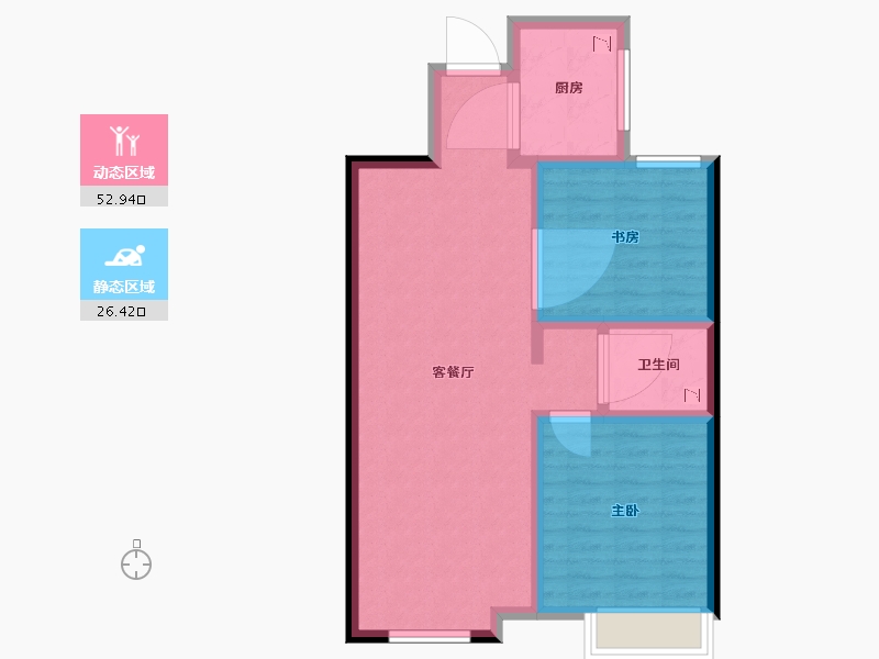 内蒙古自治区-包头市-包头昆区吾悦华府-71.00-户型库-动静分区