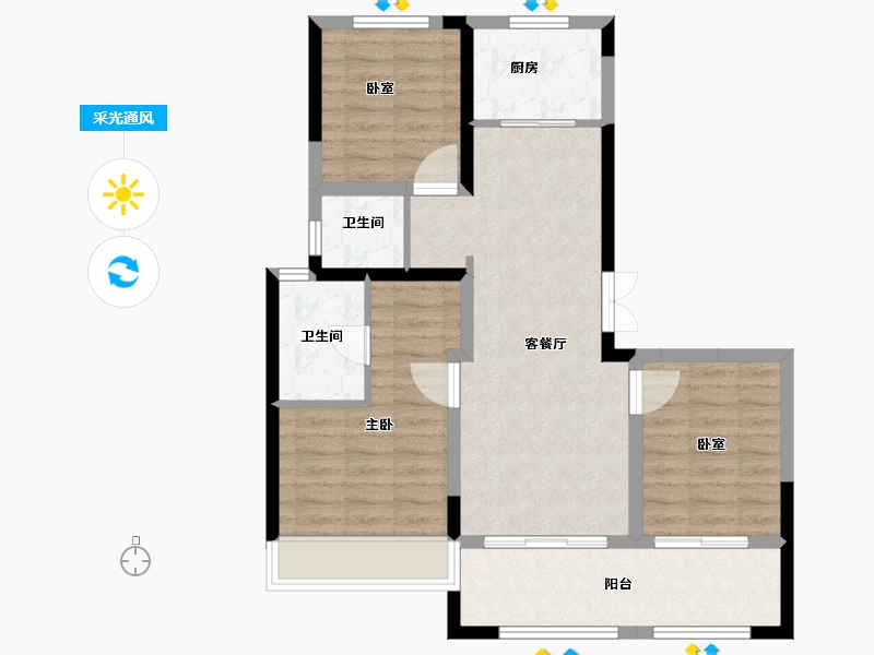 陕西省-西安市-西安蓝光长岛国际社区-79.39-户型库-采光通风