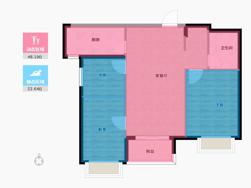 陕西省-西安市-紫薇·万科大都会-74.20-户型库-动静分区