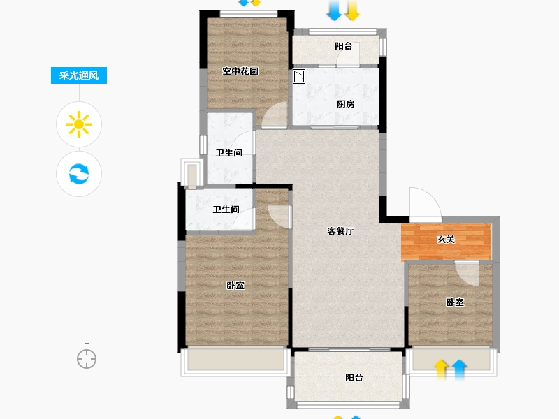 江苏省-南京市-欧洲城玖禧澜湾-92.00-户型库-采光通风