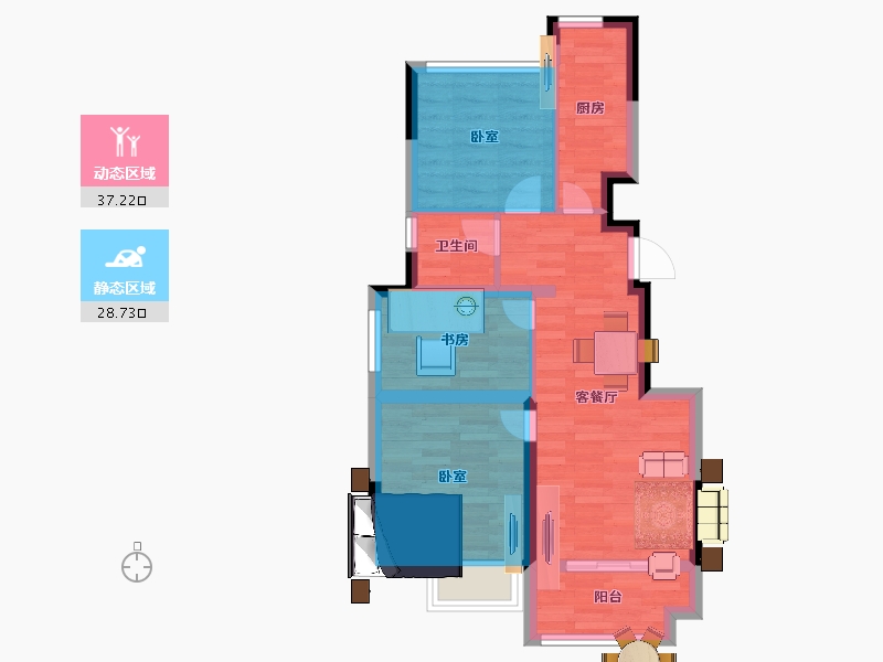 江苏省-南京市-银城一方山-57.99-户型库-动静分区