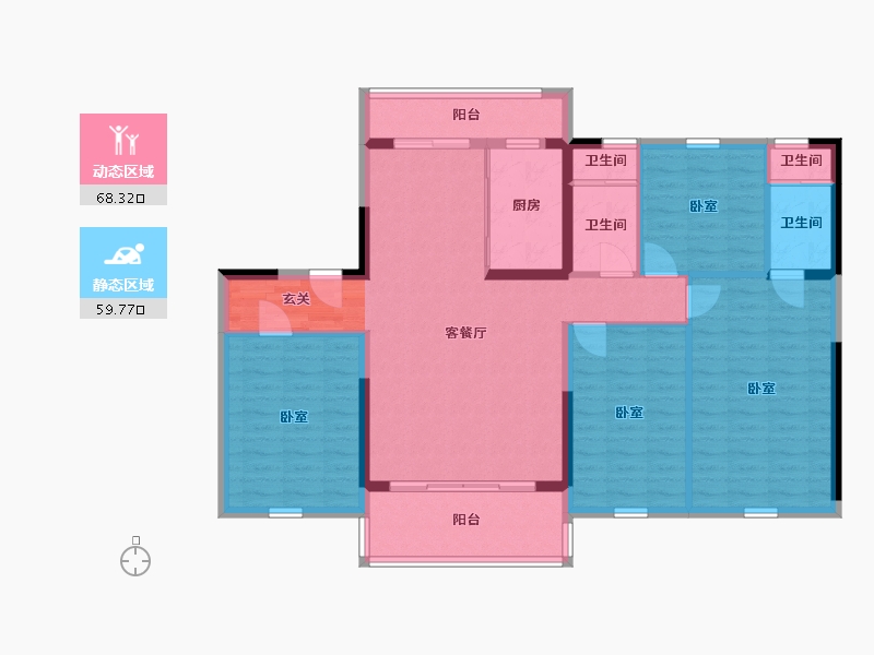 陕西省-西安市-西安碧桂园香湖湾1号-115.69-户型库-动静分区