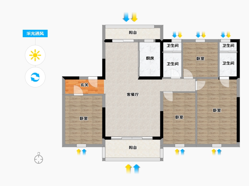 陕西省-西安市-西安碧桂园香湖湾1号-115.69-户型库-采光通风