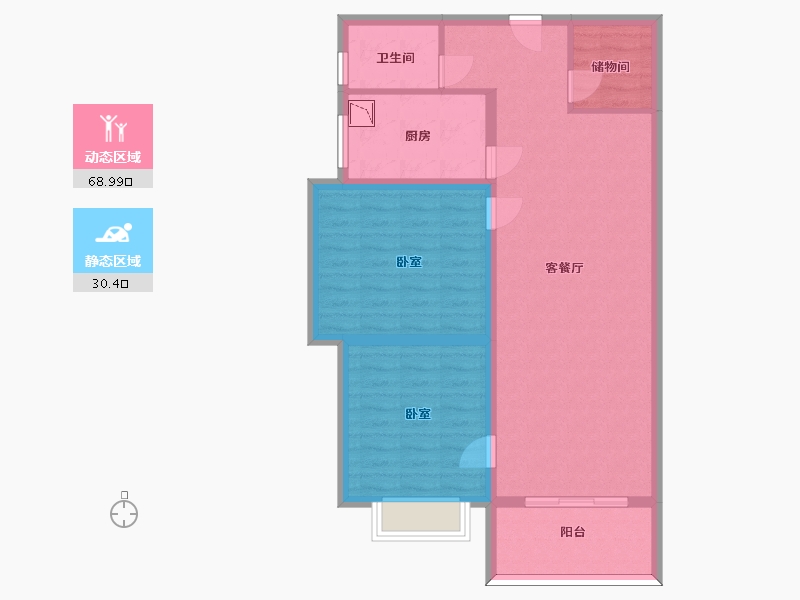 陕西省-渭南市-高新时代新城-89.36-户型库-动静分区