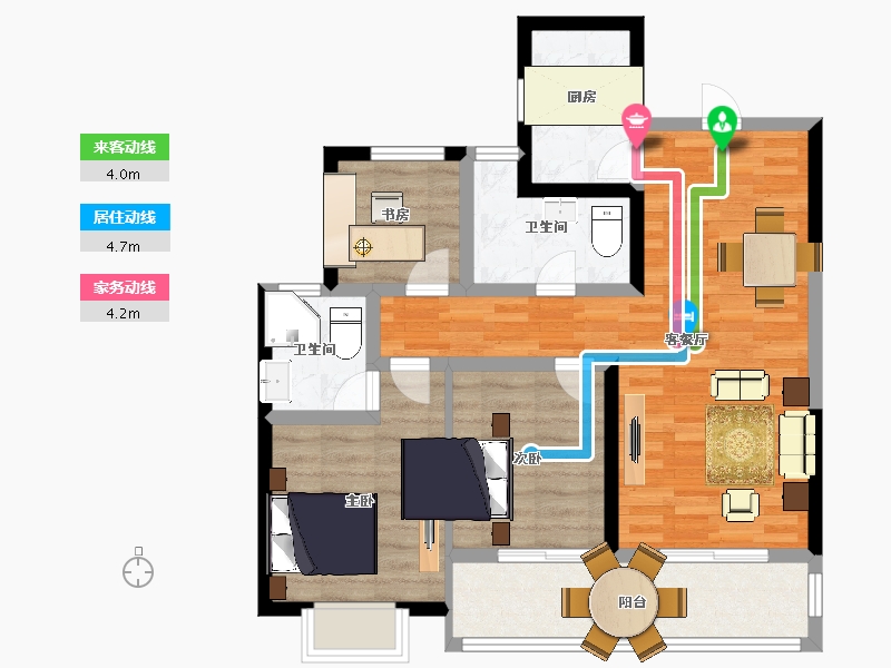 江苏省-南京市-蓝光睿创新筑-80.00-户型库-动静线