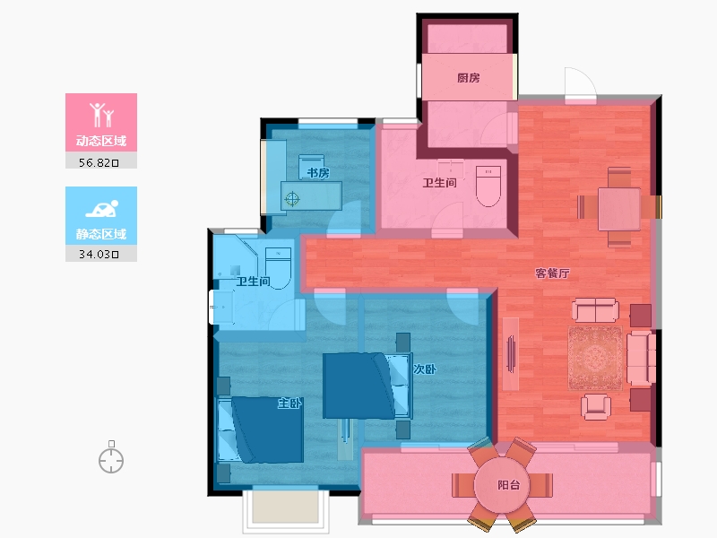 江苏省-南京市-蓝光睿创新筑-80.00-户型库-动静分区