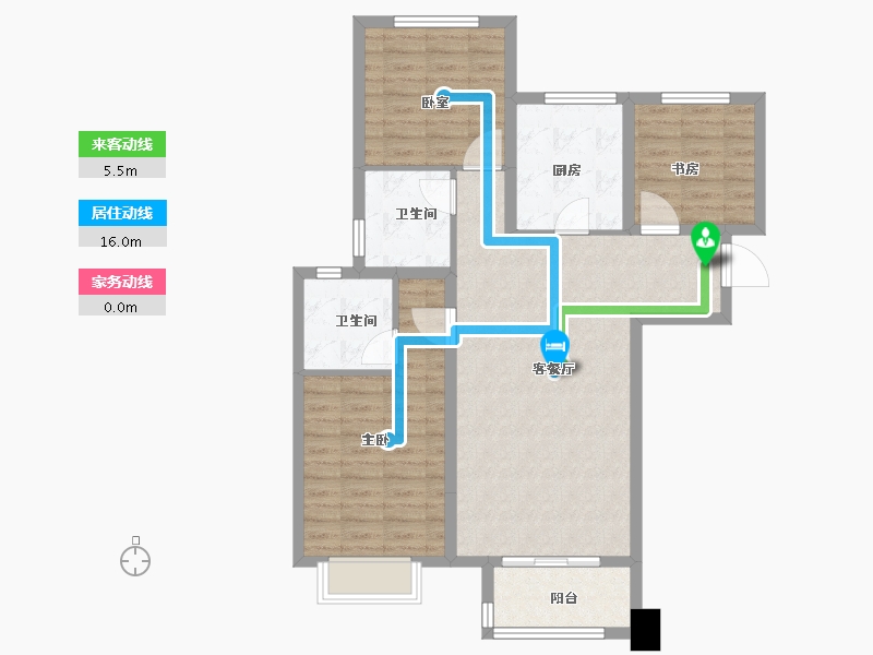 陕西省-西安市-紫薇·万科大都会-88.27-户型库-动静线