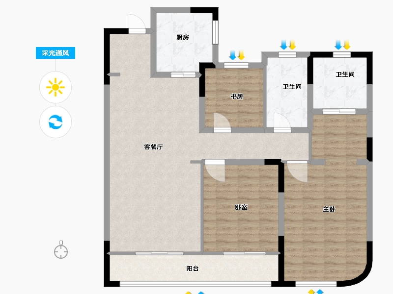 江苏省-无锡市-洋溪华庭公寓-114.00-户型库-采光通风