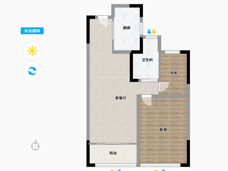 江苏省-无锡市-洋溪华庭公寓-75.79-户型库-采光通风