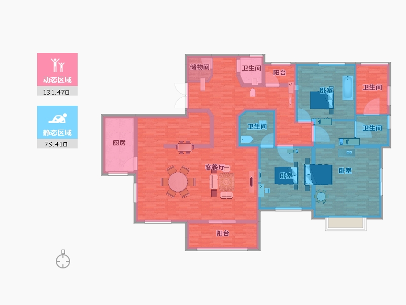 江苏省-南京市-景枫法兰谷-190.99-户型库-动静分区