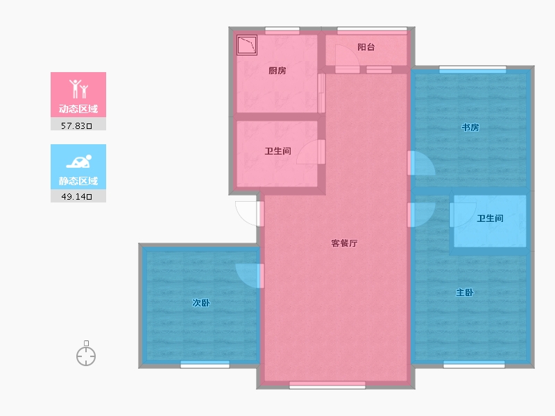 黑龙江省-大庆市-银河太阳城-94.80-户型库-动静分区