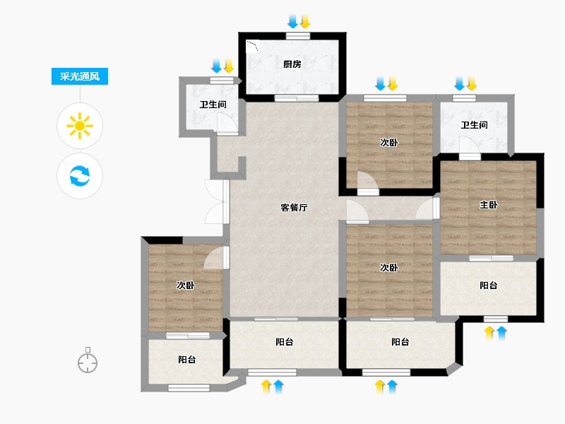 陕西省-西安市-德杰国际城-112.00-户型库-采光通风