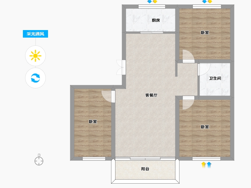 吉林省-四平市-公主岭领秀世家-83.92-户型库-采光通风