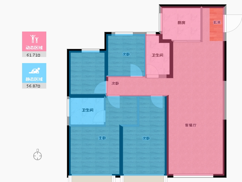 陕西省-西安市-凤栖云筑-107.00-户型库-动静分区