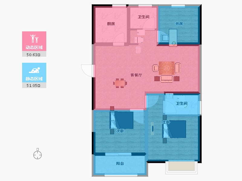 江苏省-南京市-龙池尊邸-91.00-户型库-动静分区