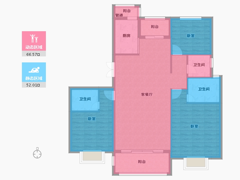 陕西省-渭南市-槐衙·曦和公馆-107.63-户型库-动静分区