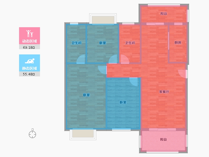 贵州省-遵义市-龙泉壹号-113.85-户型库-动静分区