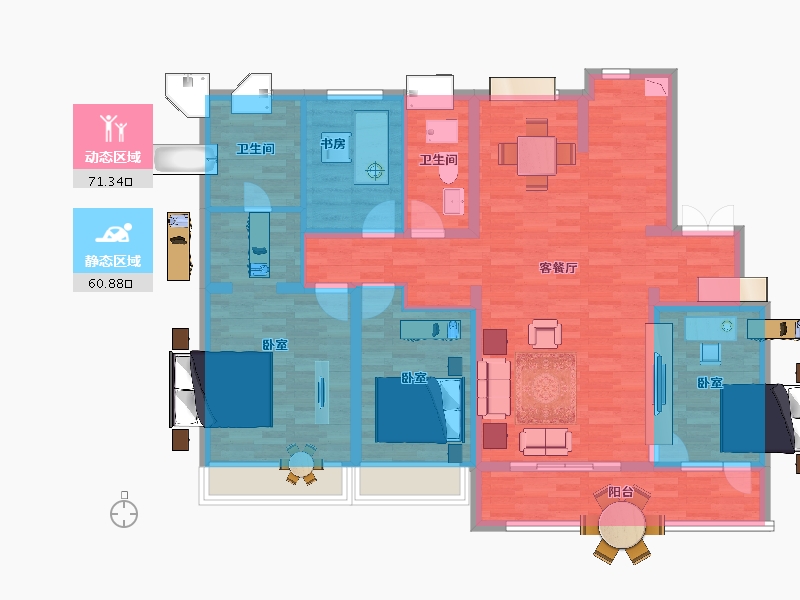 陕西省-西安市-海亮唐寧府-118.40-户型库-动静分区