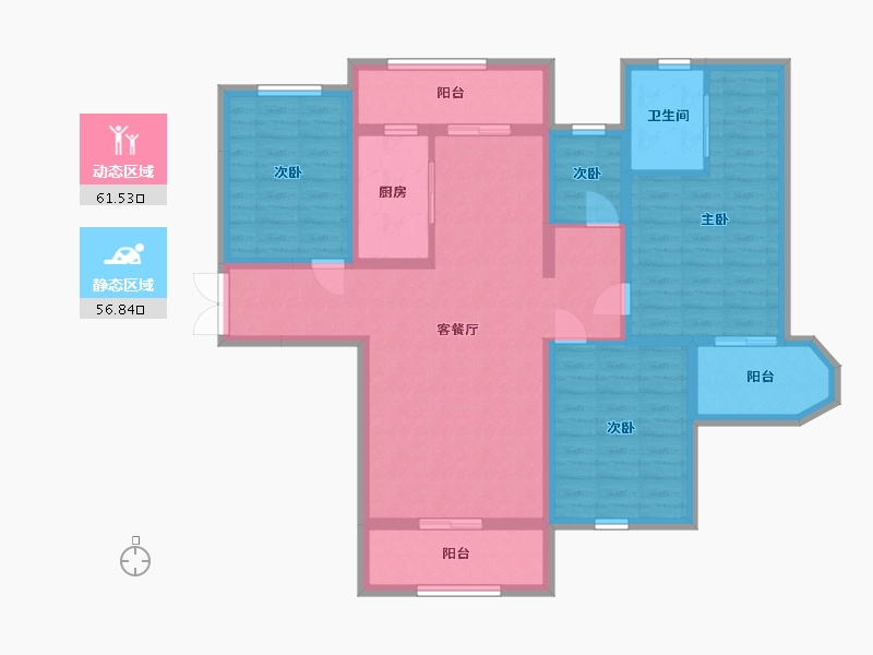 陕西省-西安市-国润城-105.00-户型库-动静分区