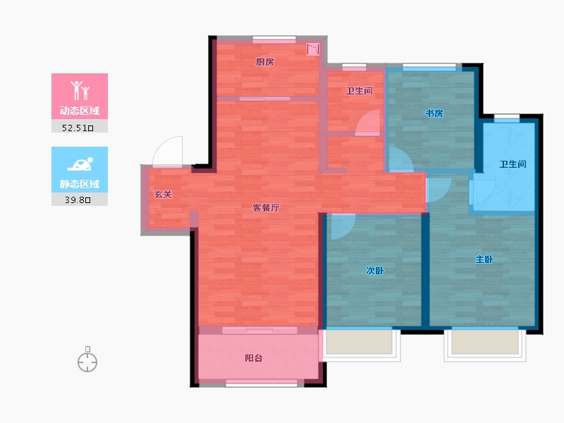 陕西省-西安市-朗诗未来街区-82.00-户型库-动静分区