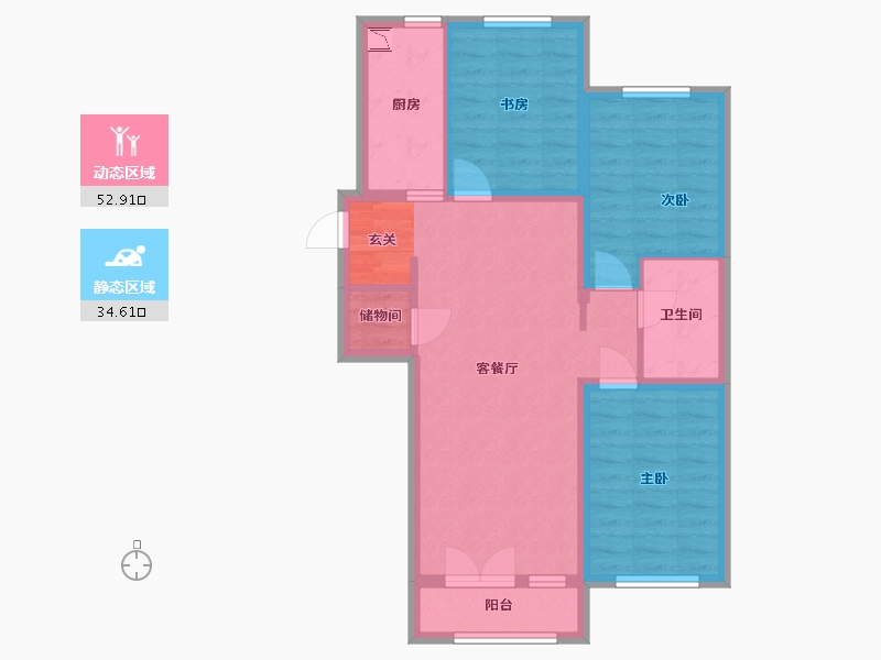 黑龙江省-哈尔滨市-融创·璟园-77.57-户型库-动静分区