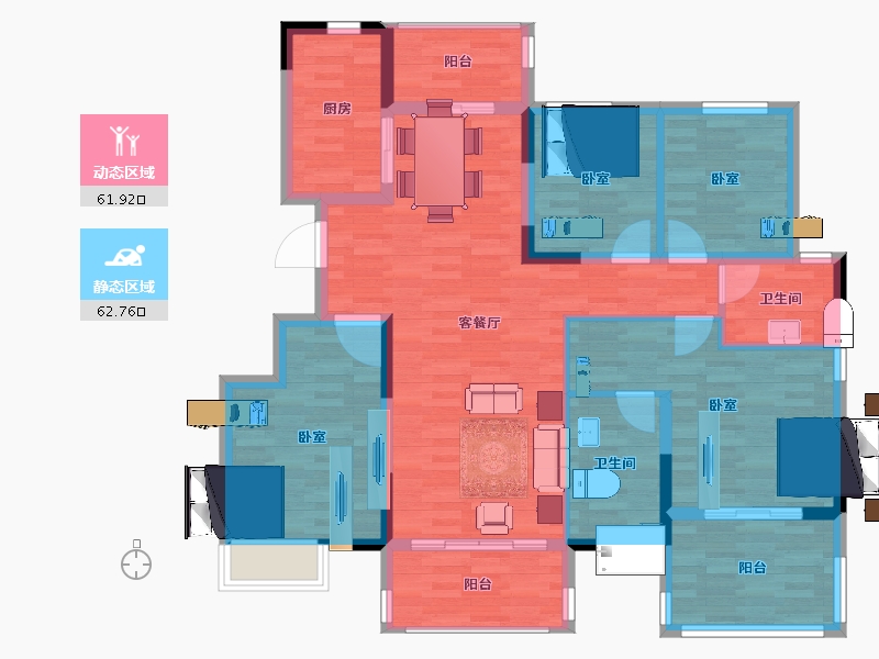 陕西省-西安市-里城柳岸十里-111.69-户型库-动静分区