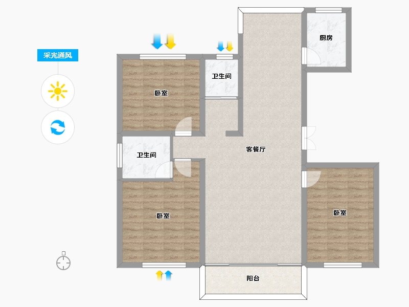 吉林省-四平市-公主岭领秀世家-109.04-户型库-采光通风