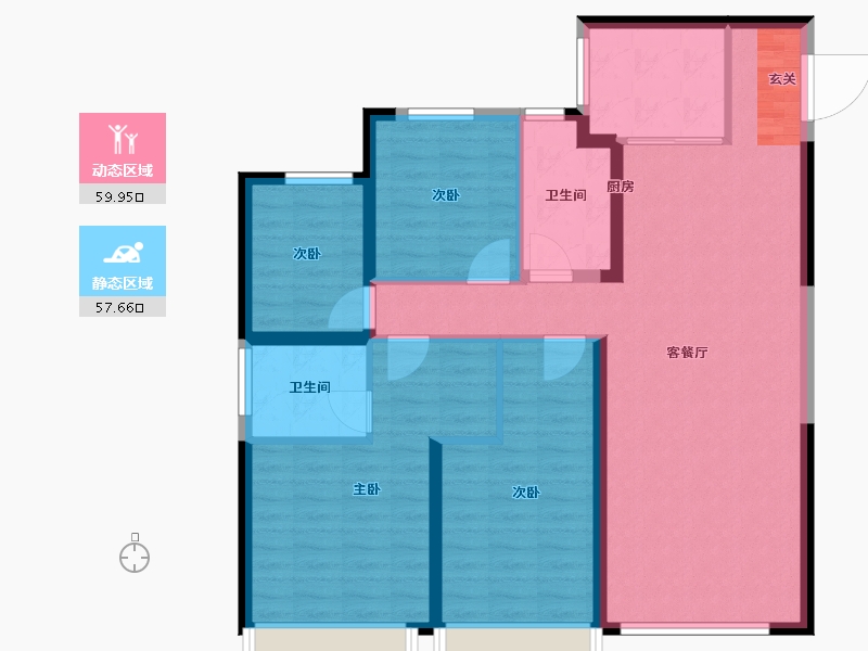 陕西省-西安市-凤栖云筑-106.00-户型库-动静分区