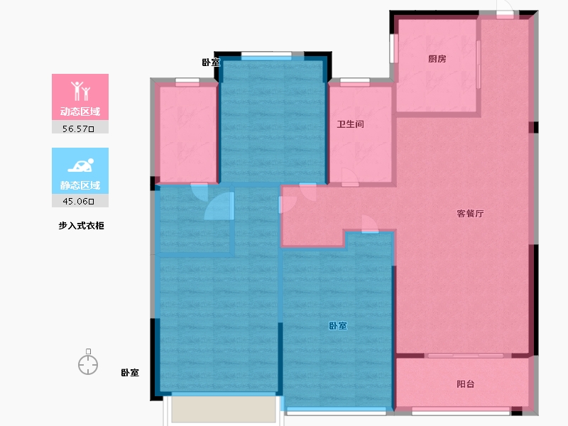 陕西省-西安市-荣安芙蓉印月-92.47-户型库-动静分区