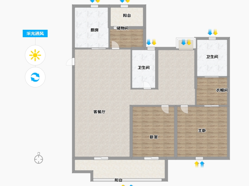 江苏省-无锡市-洛城紫园-162.00-户型库-采光通风